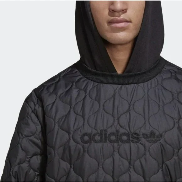 New ADIDAS MEN's ONION QUILT HOODIE COLOR BLACK - SIZE L - Picture 4 of 6